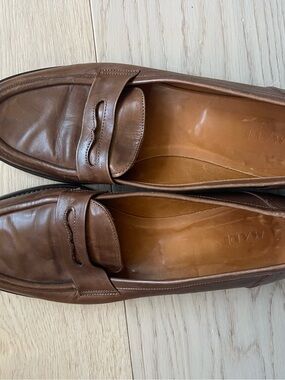 Vintage Brown Leather Womens Penny Loafers